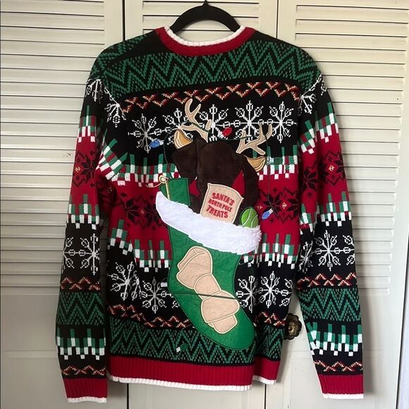 Festive Dog Christmas Sweater - Black, Red, Green Size S NWT long sleeve - Picture 5 of 7